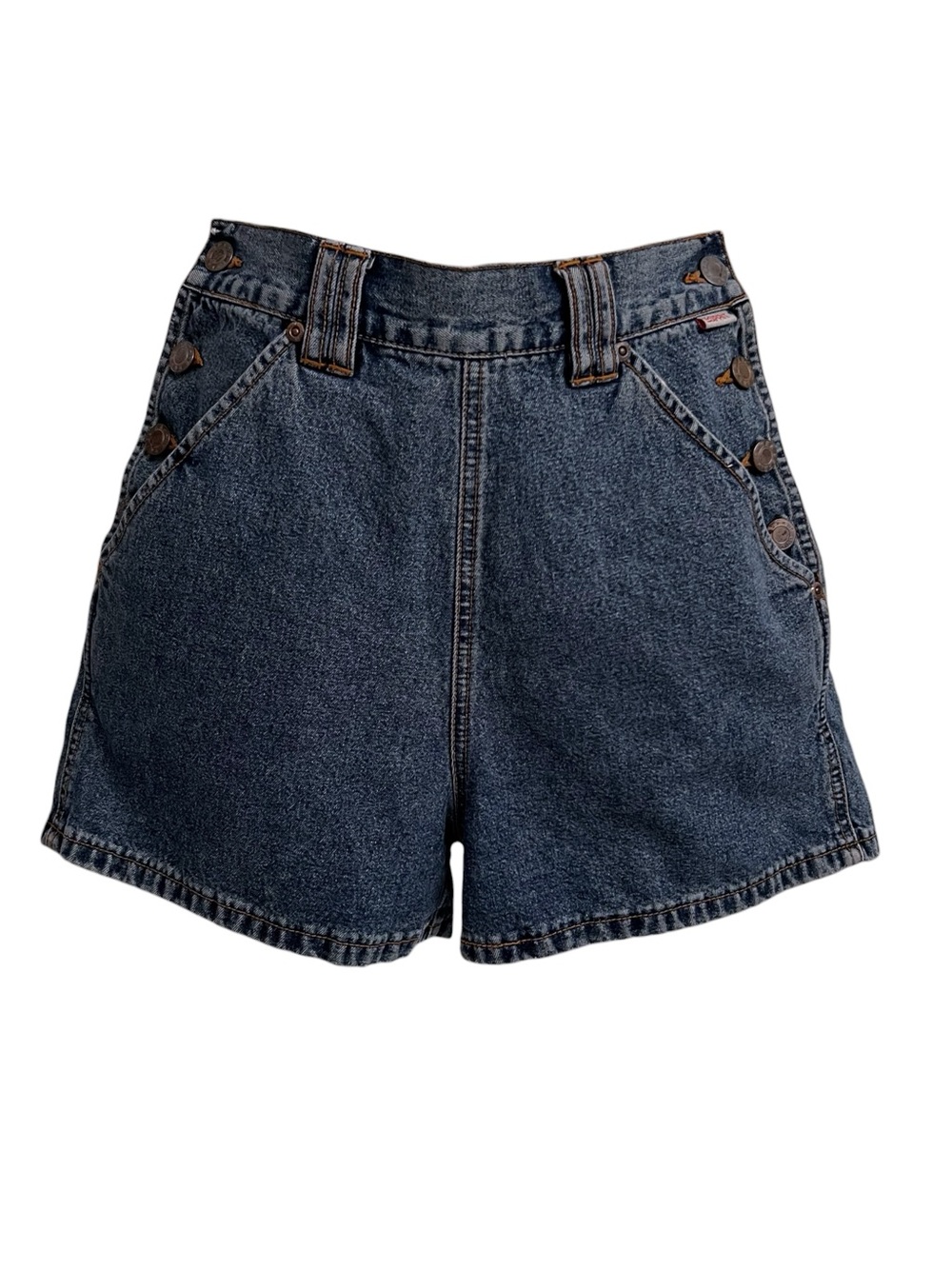 Esprit Vintage High-Rise Medium Wash Denim Shorts And Side Button Closures XS. - Picture 2 of 7